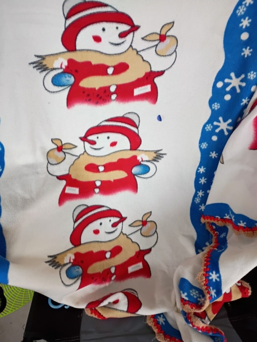 Kids Snowman Lap Blanket - Red & Blue